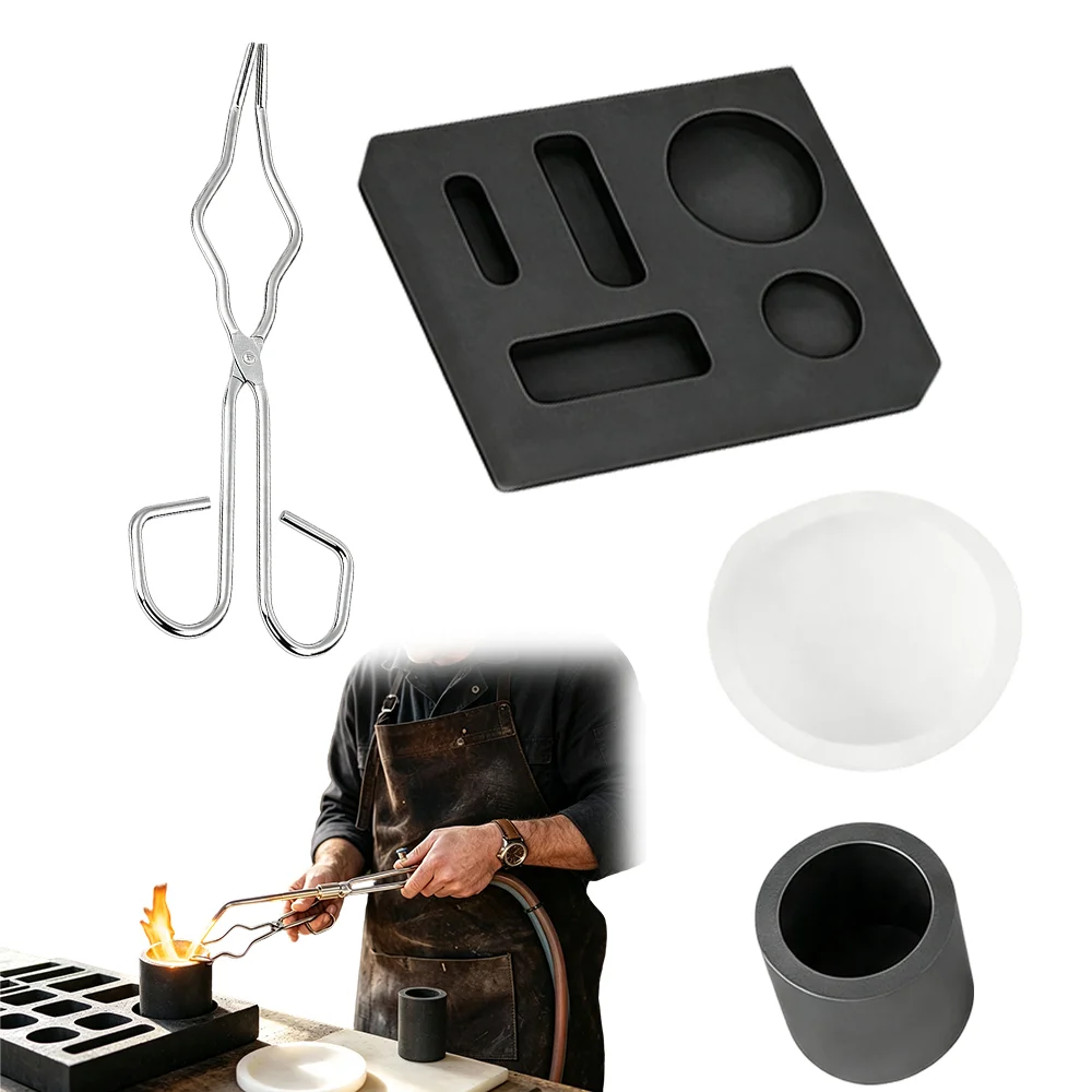 1 ensemble de fourneau Shi Ying avec pinces, résistant aux hautes températures, utilisé pour la fusion d'alliages de platine, d'or, d'argent et de cuivre.