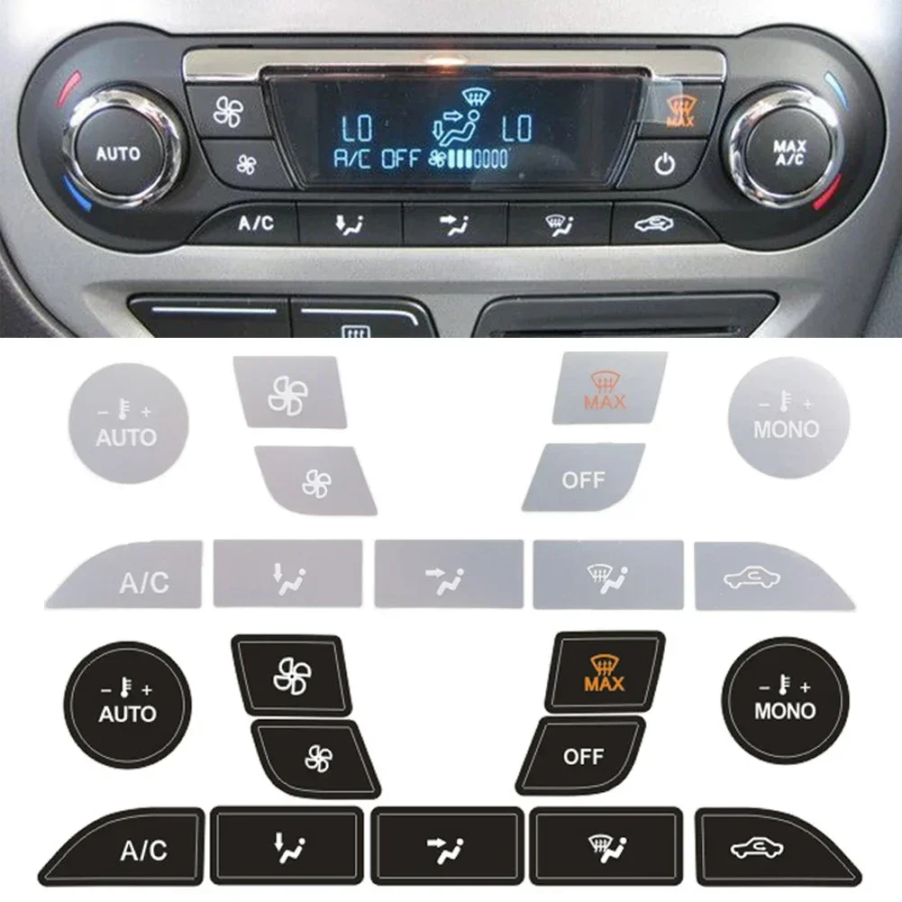 Interior Decal Silver Button Repair Stickers For Ford Focus MK2 for Air Conditioner for Ford Focus 2 Interior Tuning Accessories