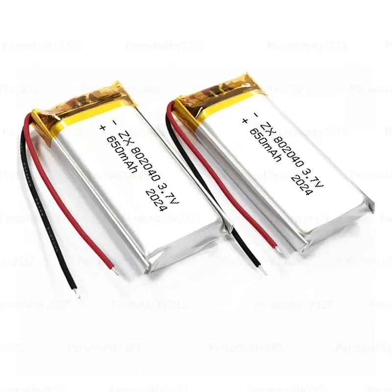 3.7V 802040 650mAh Li-Polymer Battery with Protective Plate Lipo Polymer Replacement Cell for Beauty Instruments Headphones