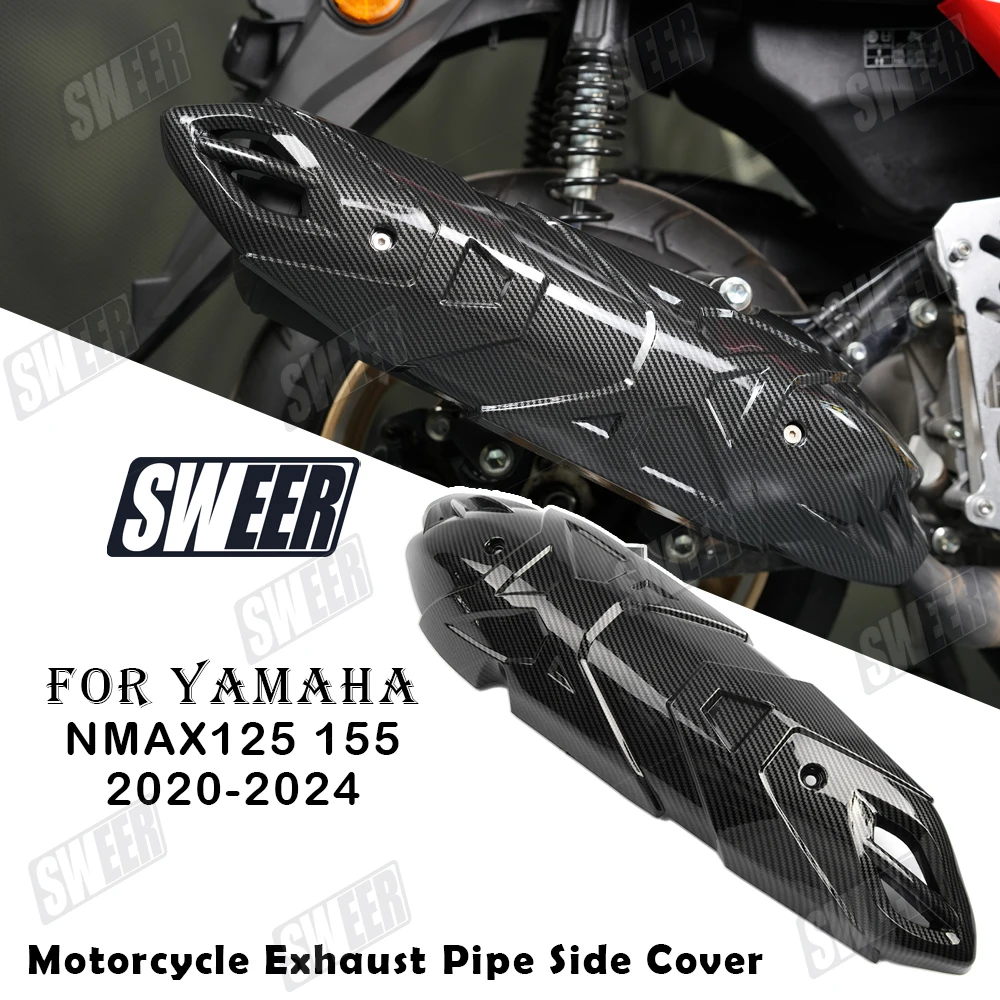 

Motorcycle Exhaust Pipe Carbon Fiber Compatible With Yamaha NMAX125 NMAX155 2020-2024 Anti-Scalding Shell Guard Side Cover