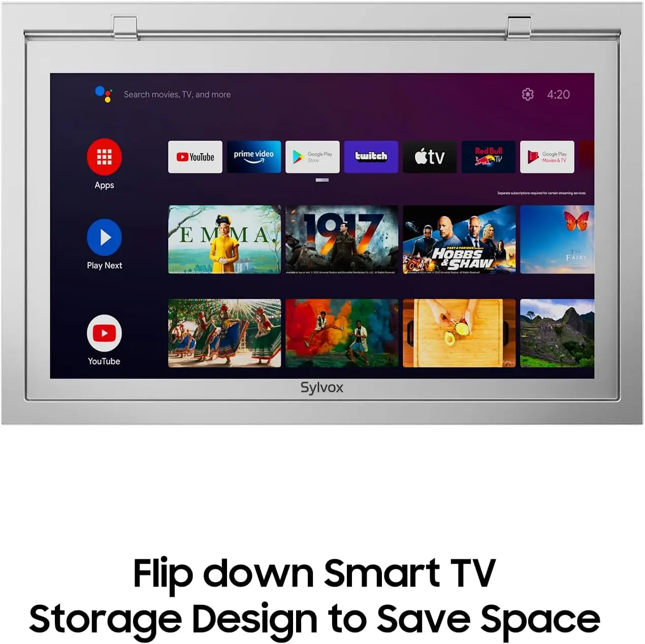 Sylvox 15.6 "" Flip-Down-Smart-TV unter Schrank Küche TV Android 11,0 unterstützt 360-Grad-Drehung WLAN-und WLAN-Verbindung,