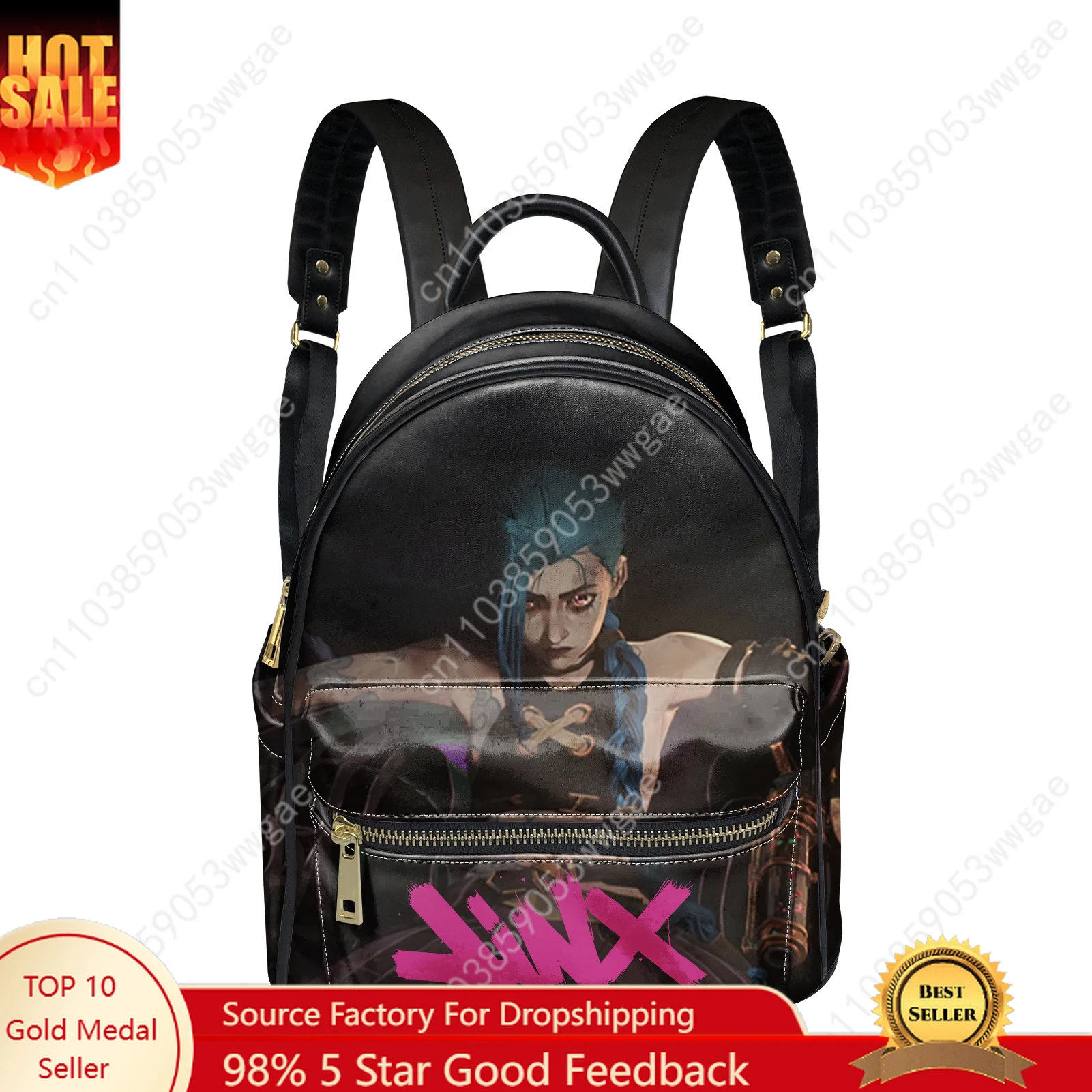 

Jinx Anime Backpack Women Man Knapsack Custom Made Text Image Double Shoulder Bag Business Travel Bookbag Rucksack Gift Daypack