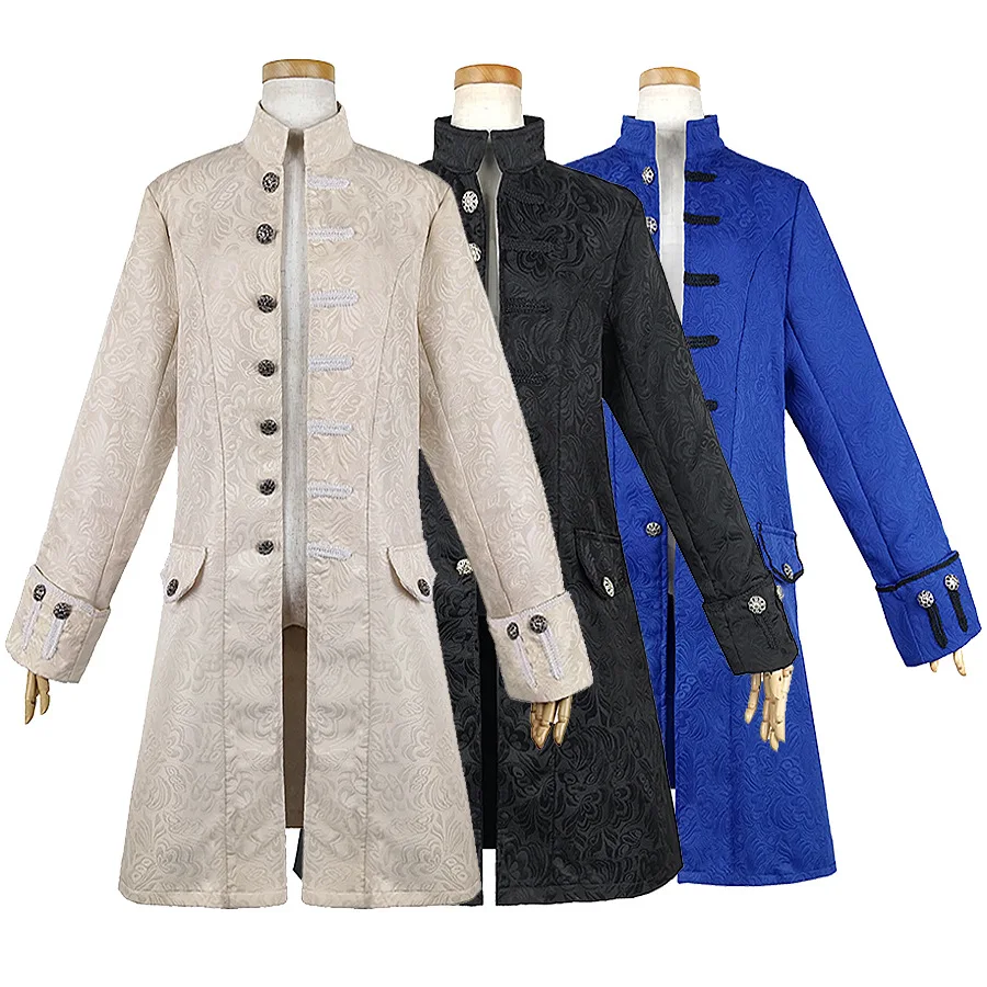 Sweet Men's Medieval Coat Jaet Long Retro loween Costume Men's Faion Outerwear Ideal for Stage Performances And Festiv...