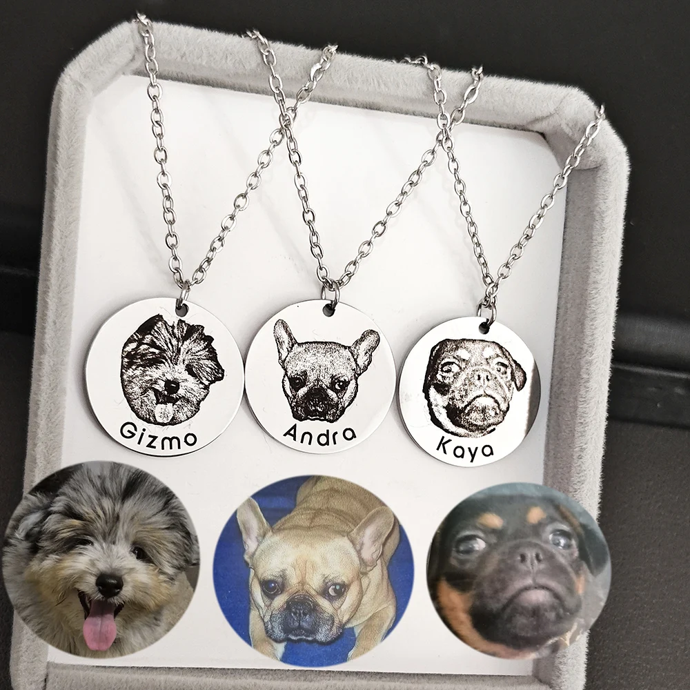 القلائد للنساء الرجال الحيوانات الأليفة القط الكلب صورة صورة هدايا شخصية مخصصة الفولاذ المقاوم للصدأ قلادة القلائد مجوهرات #1