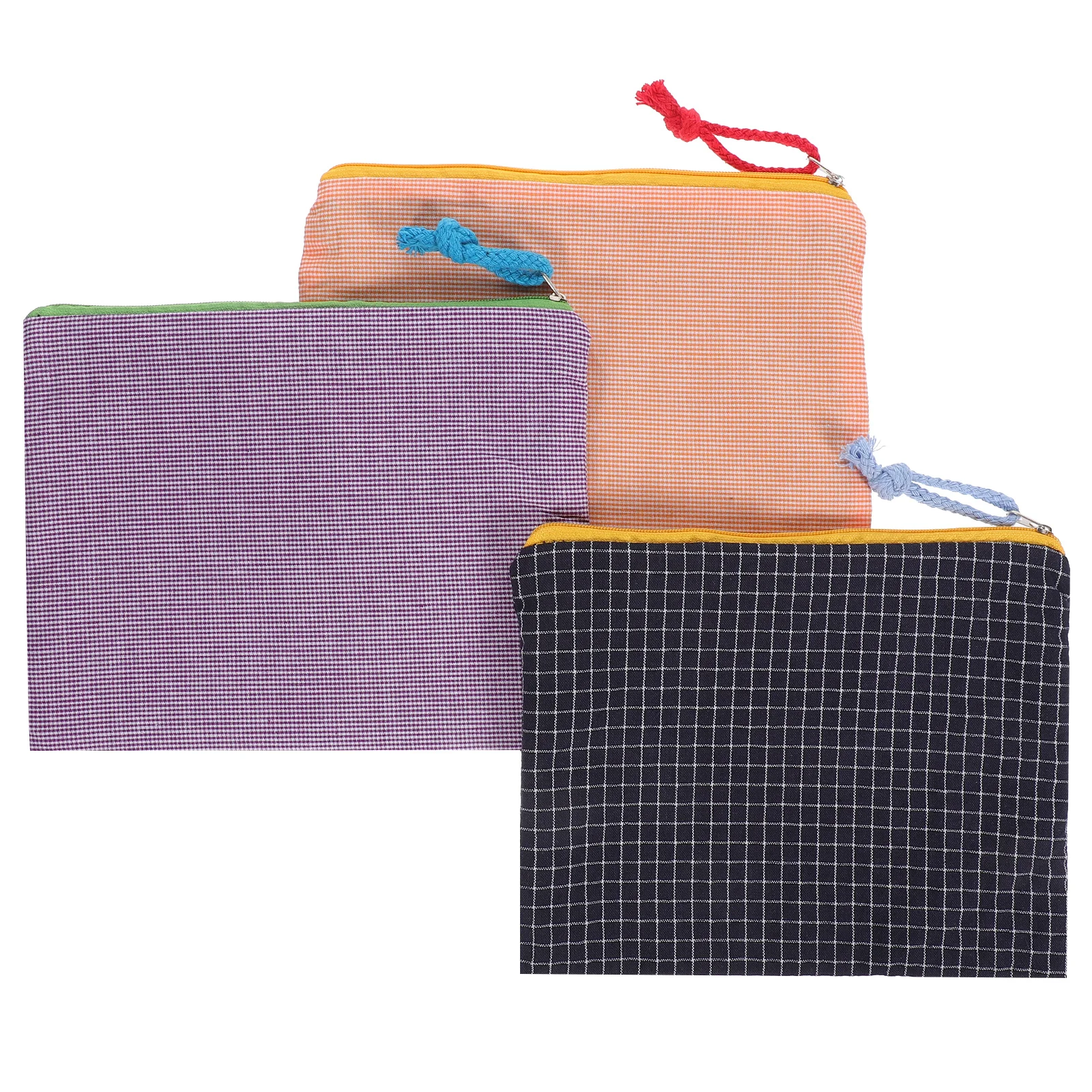 

3Pcs Portable Makeup Bags Large Capacity Plaid Zipper Pouch Travel Organizer Toiletry Bag for Women Makeup Bag