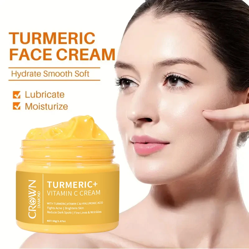 Turmeric & Vitamin C Firming Moisturizer Cream - Unisex Adult All Skin Types Hydrating Tightening Collagen Soothes Smoothes Skin