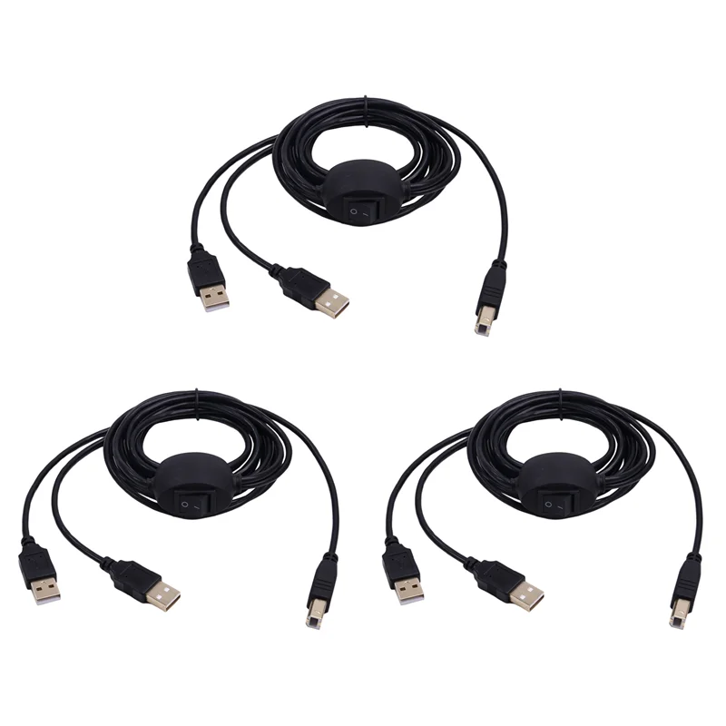 ABKQ-3X 2 in 1 프린터 케이블 USB A-B 남-남 프린터 케이블 (HP, Canon 프린터용) 2대 컴퓨터 연결용 분배기