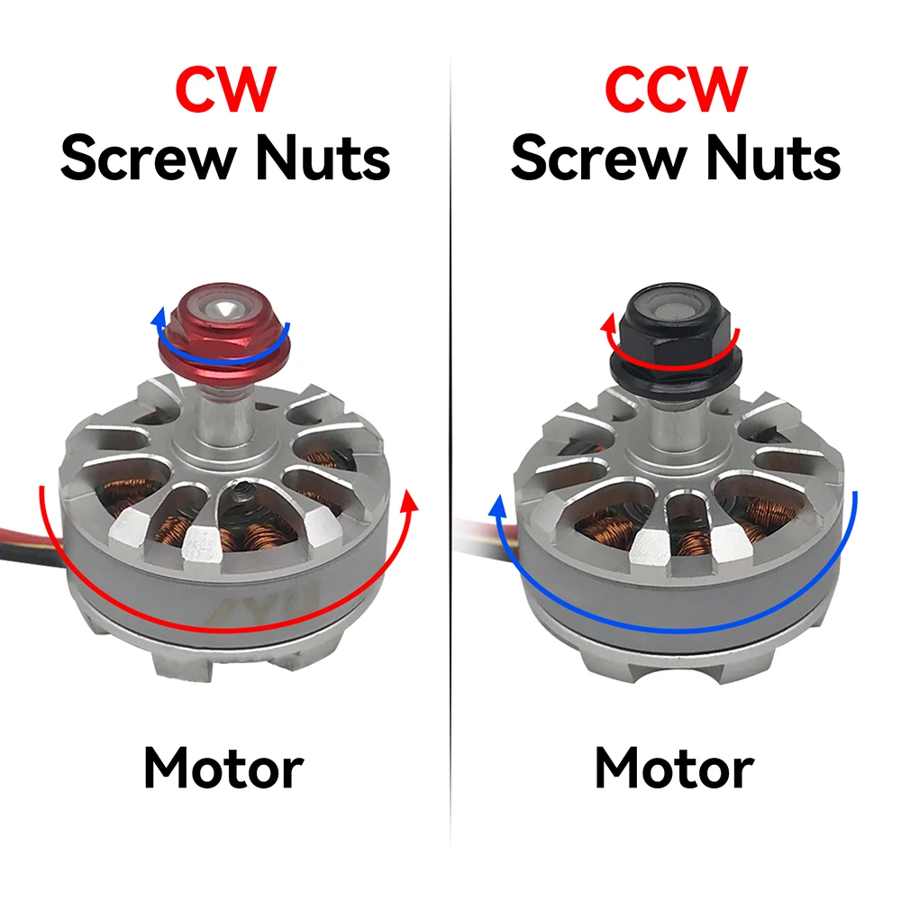 

12 шт. гайки для винтов двигателя M5, алюминиевый сплав, фланец CW CCW, нейлоновая вставка, самоблокирующиеся стопорные гайки для гоночного дрона RC FPV