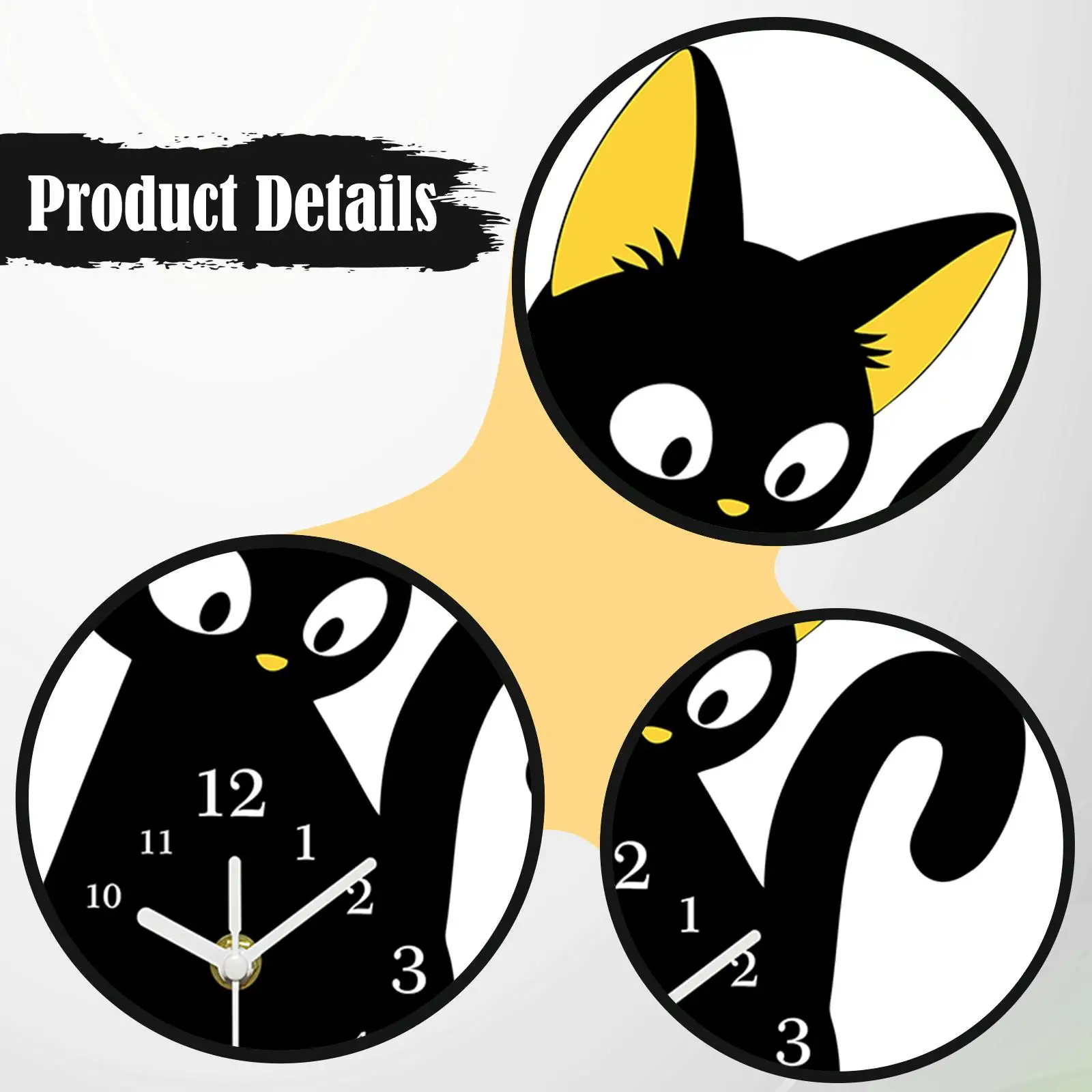 Cat Shape Acrylic Desk Clock Silent Table Clock for Bedroom Bathroom Kitchen Kids Room Interior Decoration