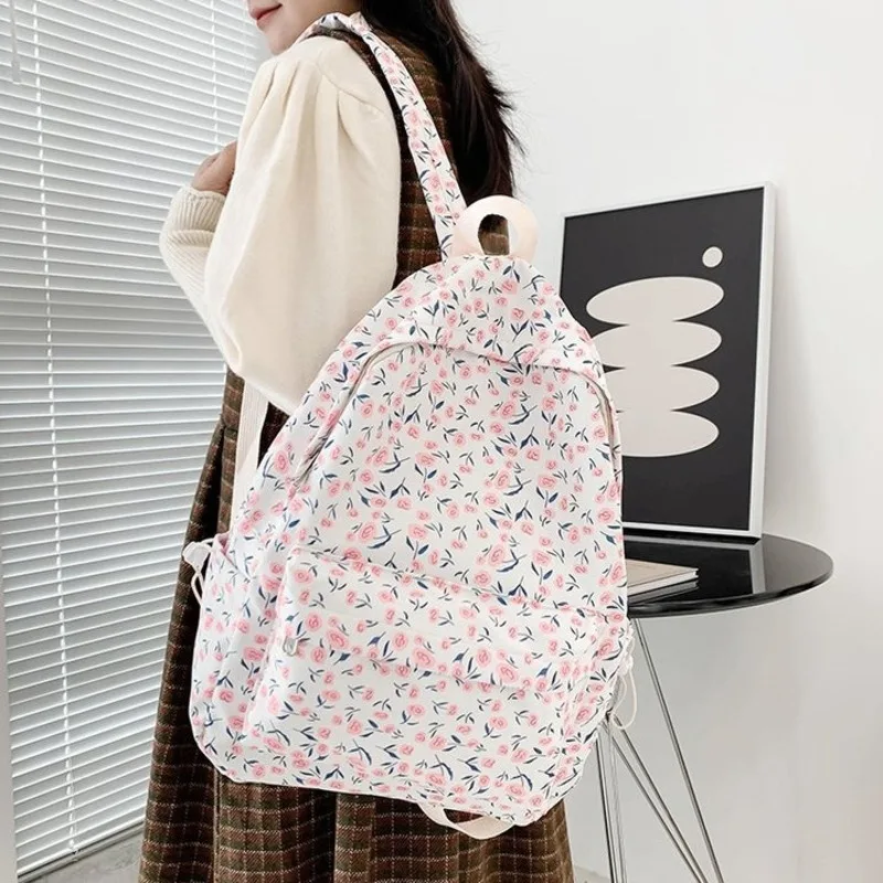 Girls Fashion Tulip Pattern School Backpack Women's Laptop Backpack Book Bag For Teenager