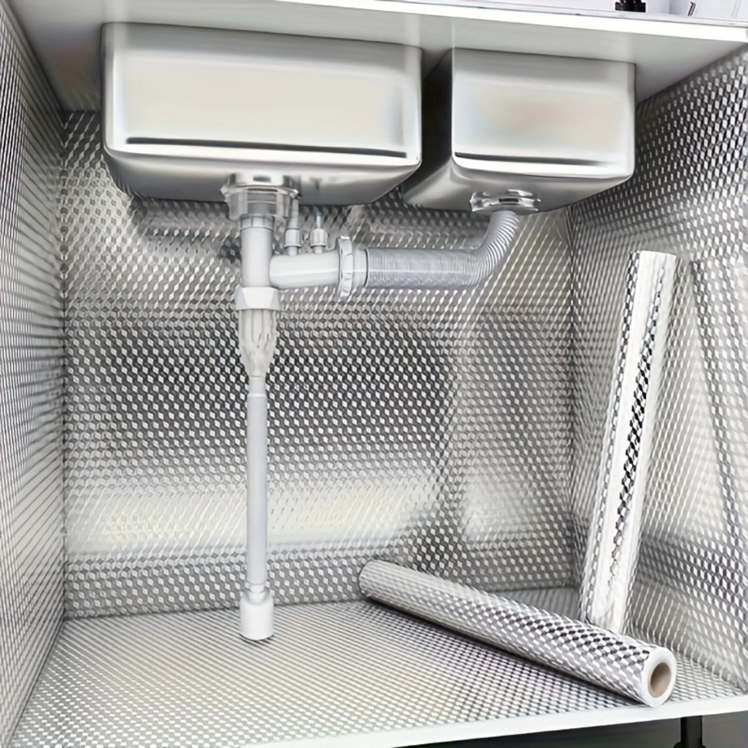 Carta da parati autoadesiva in argento spazzolato Pellicola decorativa per controsoffitto della cucina, moderna, resistente al fuoco e impermeabile