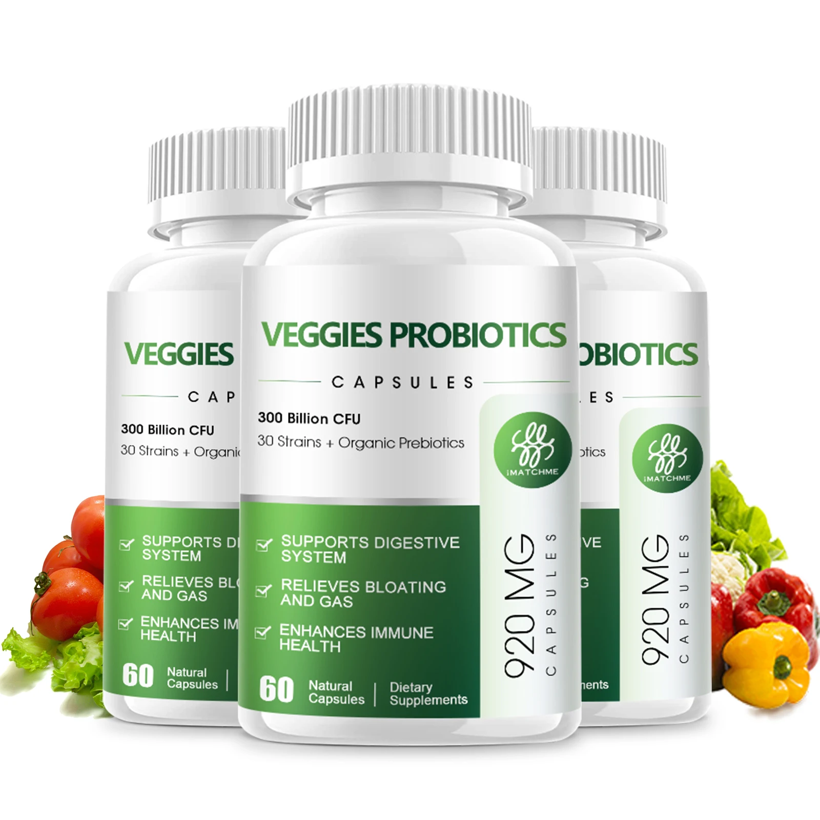 300 Billion CFUs Probiotics for Digestive Health, Gas, Bloating, Constipation Support, Digestive Enzymes & Prebiotics