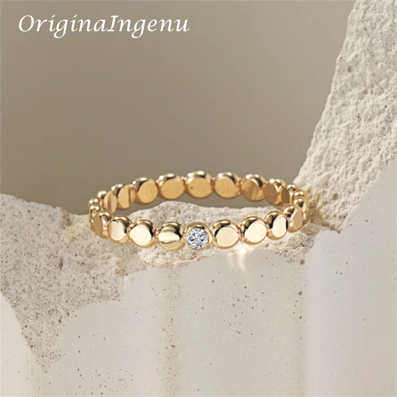 Imagem -02 - Anel de Zircão Cheio de Ouro 14k para Mulheres Banda Artesanal Personalizada Joias Minimalistas Resistente a Manchas Boho