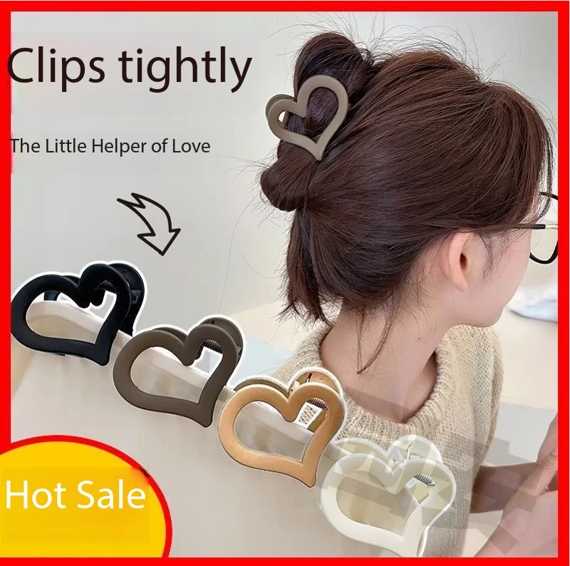 

4pcs Women's Lightweight Plastic Heart-Shaped Hair Clip. Stylish And Versatile, Elegant And Minimalist. Perfect For Everyday Wea