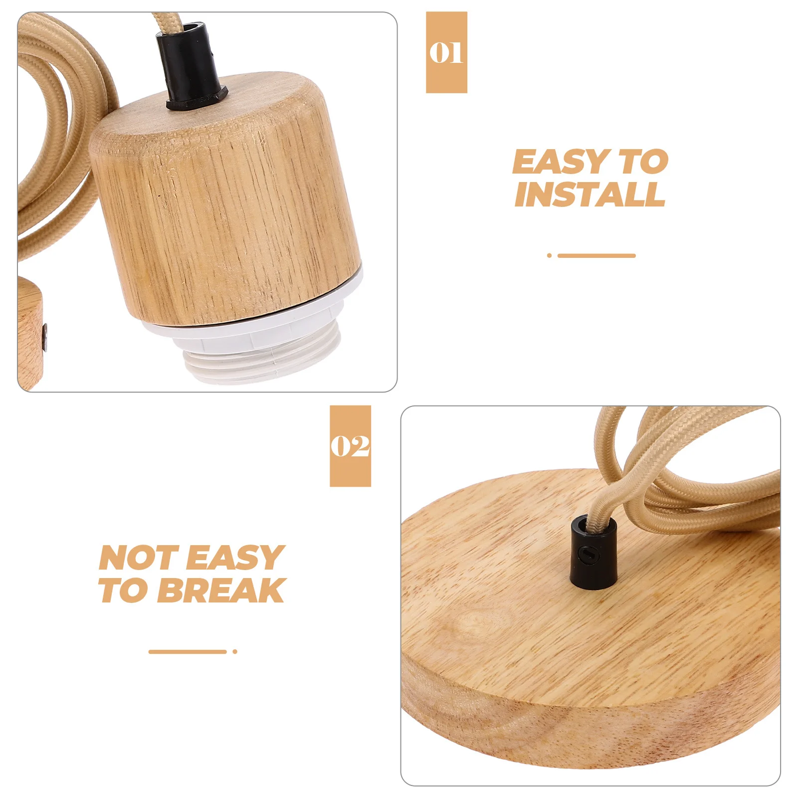 

Solid Wood Pendant Light Lamp Base Screw-in Bulb Holder Easy Install Lamp Socket Replacement for Kitchen Bedroom