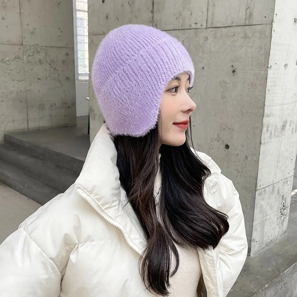 Outdoors Knitted Winter Flower Windbreak Snowflake Korean Beanies Hats Hat With Earflaps Women Bomber Hats Ear Muff Caps