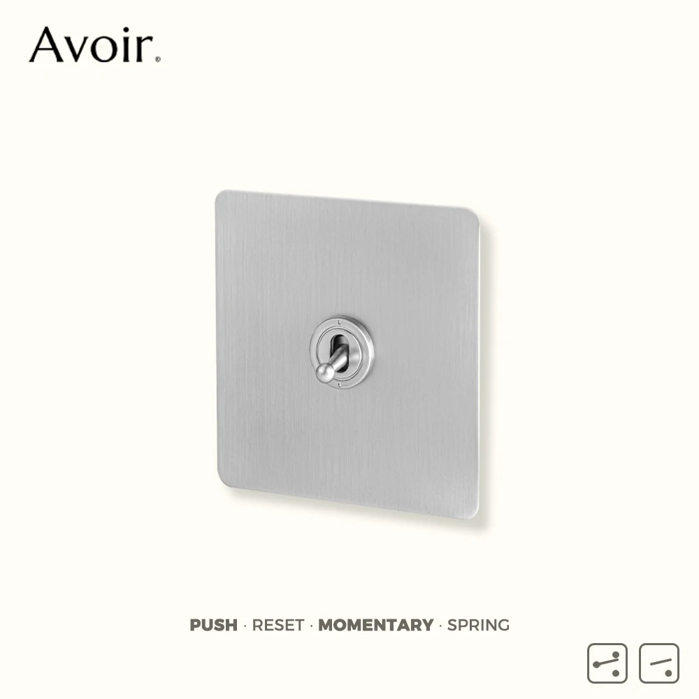 

Avoir Silver Push Button For Home Toggle Switches Brass Lever Wall Momentary Switch Cat6 Reset Switches 86 Type EU Socket Outlet