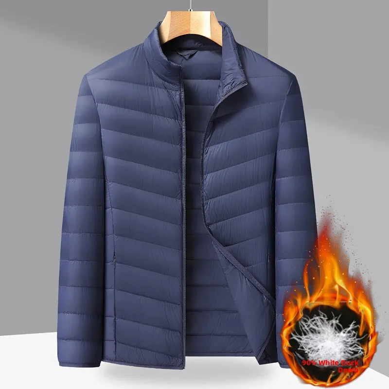 

Men's Autumn Winter Large Size Stand Collar down Jaet Lightweight Extra Fat 200 Pou 90 White Du down Warmth Outerwear