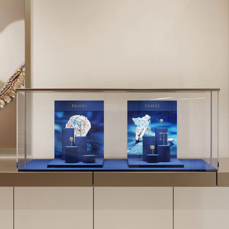 

Blue microfiber metal jewelry display rack, ring , earring props