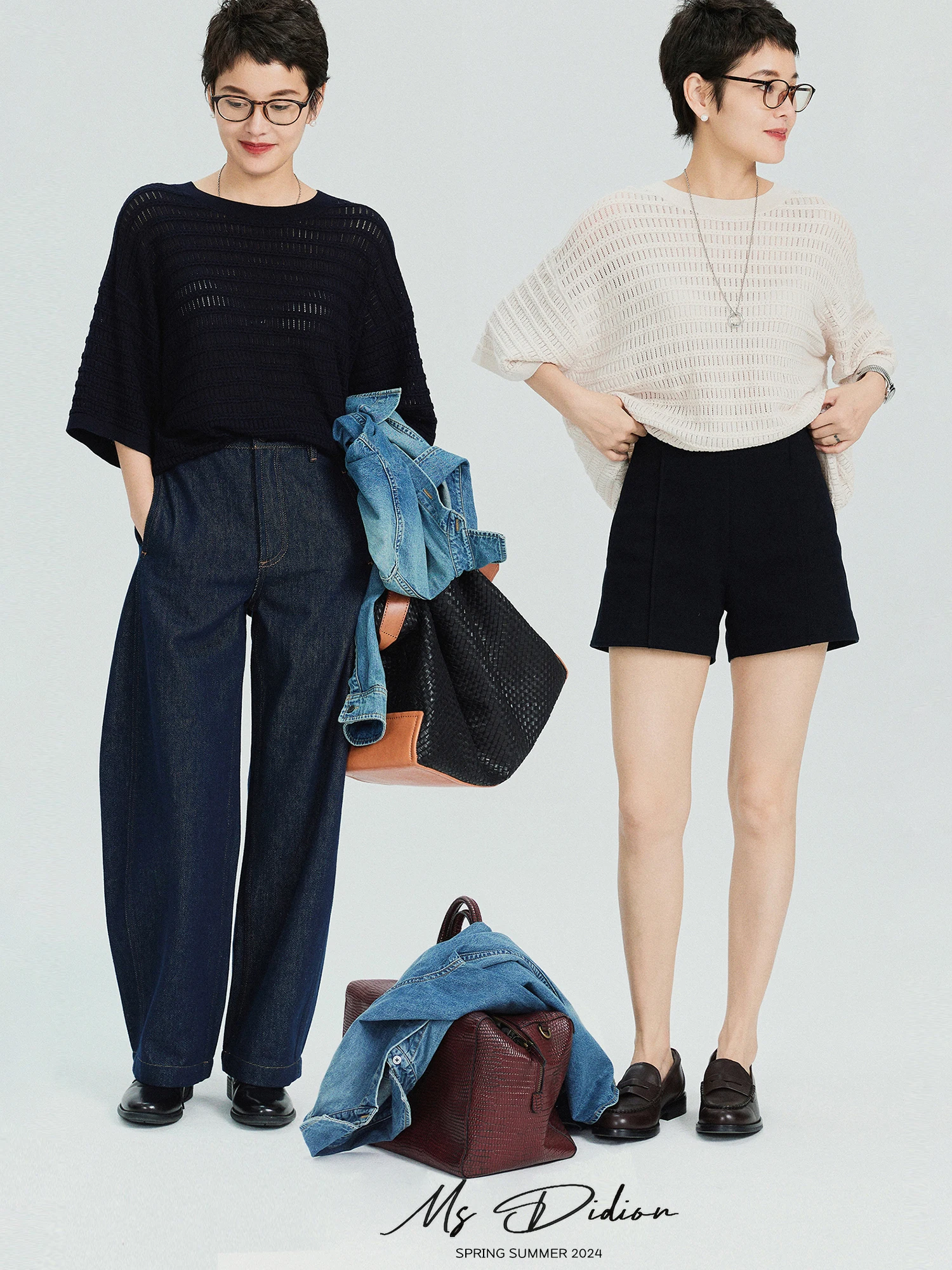 

MsDidion Summer Knitted Wool Silk T-irt ort Sve Casual Sle 8 Needles Silhouette Version Select 60 Yards Length