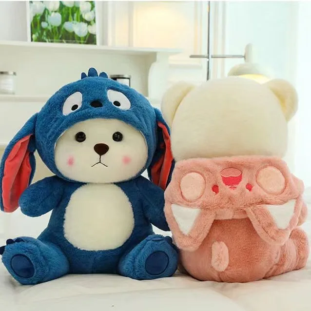 1/8Pcs 25cm Stitch Cute Bear Doll Stitch Teddy Bear Plush Toys Strawberry Bear Valentine's Day Gift for Girls