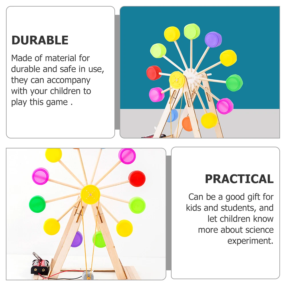1セット DIY観覧車キット 木製組み立てキット 子供向け 手作り組み立てパズル STEM教育ゲーム 科学実験ギフト