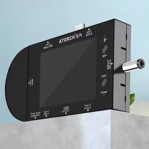 QA06R ATORCH UD24 USB Tester Type-C 2.4Inch Digital Voltmeter Ammeter Power Bank Voltage Detector Volt PD Trigger Electric Meter