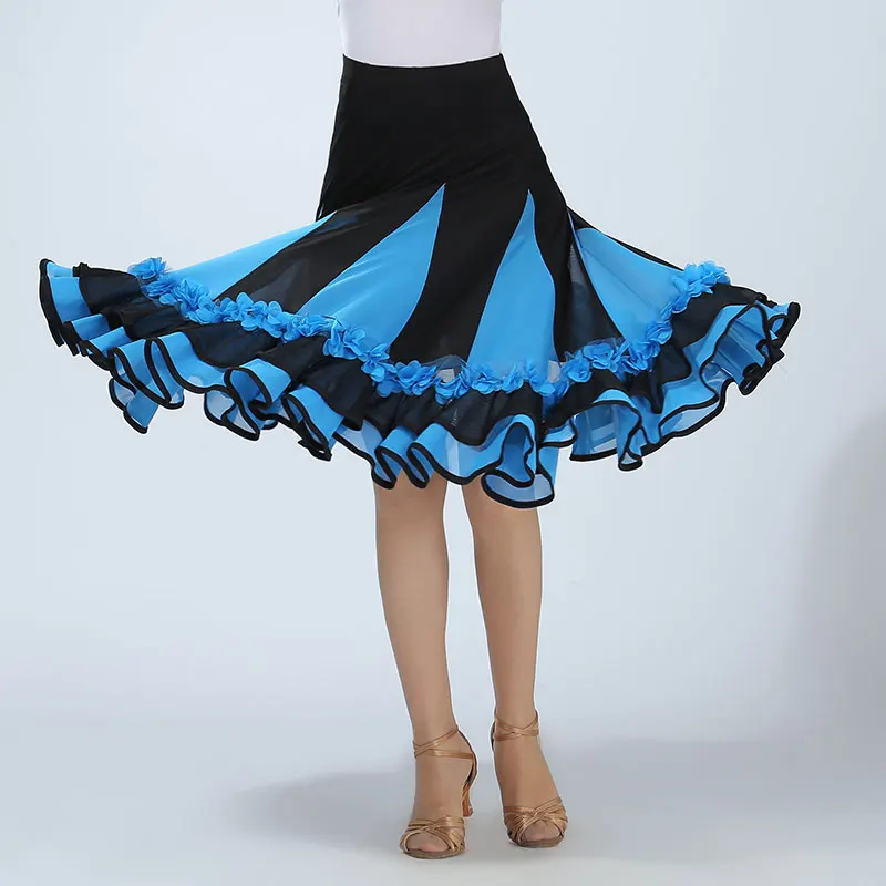 Modern Dance Skirt Flamenco Ballroom Waltz Practice Dance Skirt Big Swing Modern Costume for Women