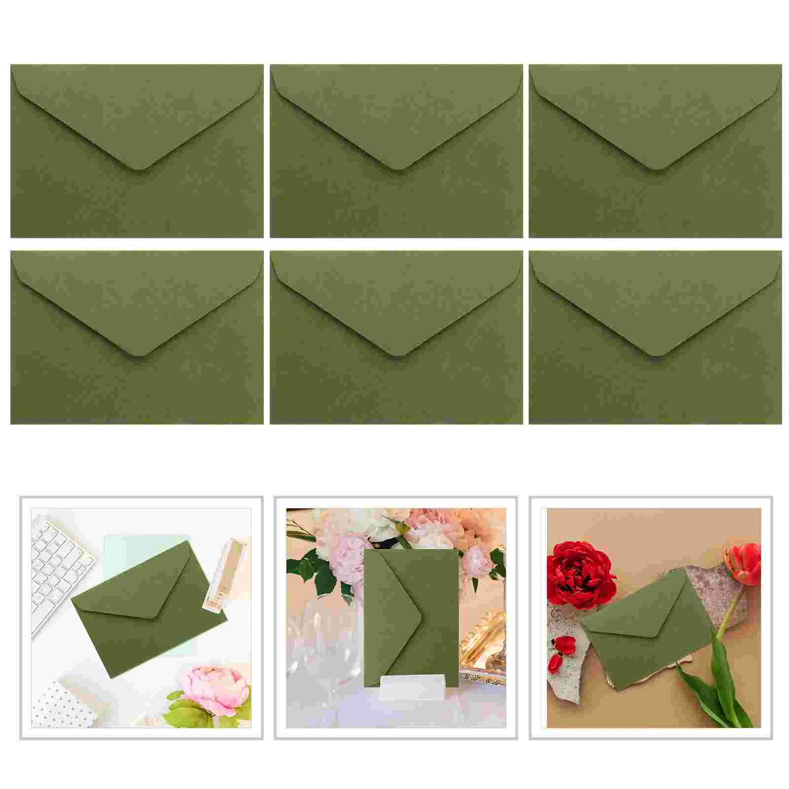 40 Pcs Retro 120g Thick Western-style Triangle Envelope Wedding Postcard Greeting (quiet Grass Green) 40pcs Photo