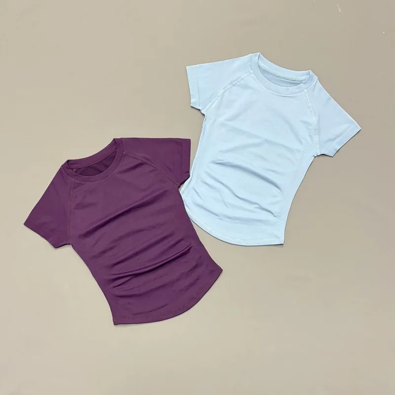 HISTELLO Damen Kurzarm-Workout-Tops, schmale Passform, hohe Dehnbarkeit, leicht, für Yoga, Laufen, Fitness, Freizeit, Alltag, Sport-Top – Detail 7