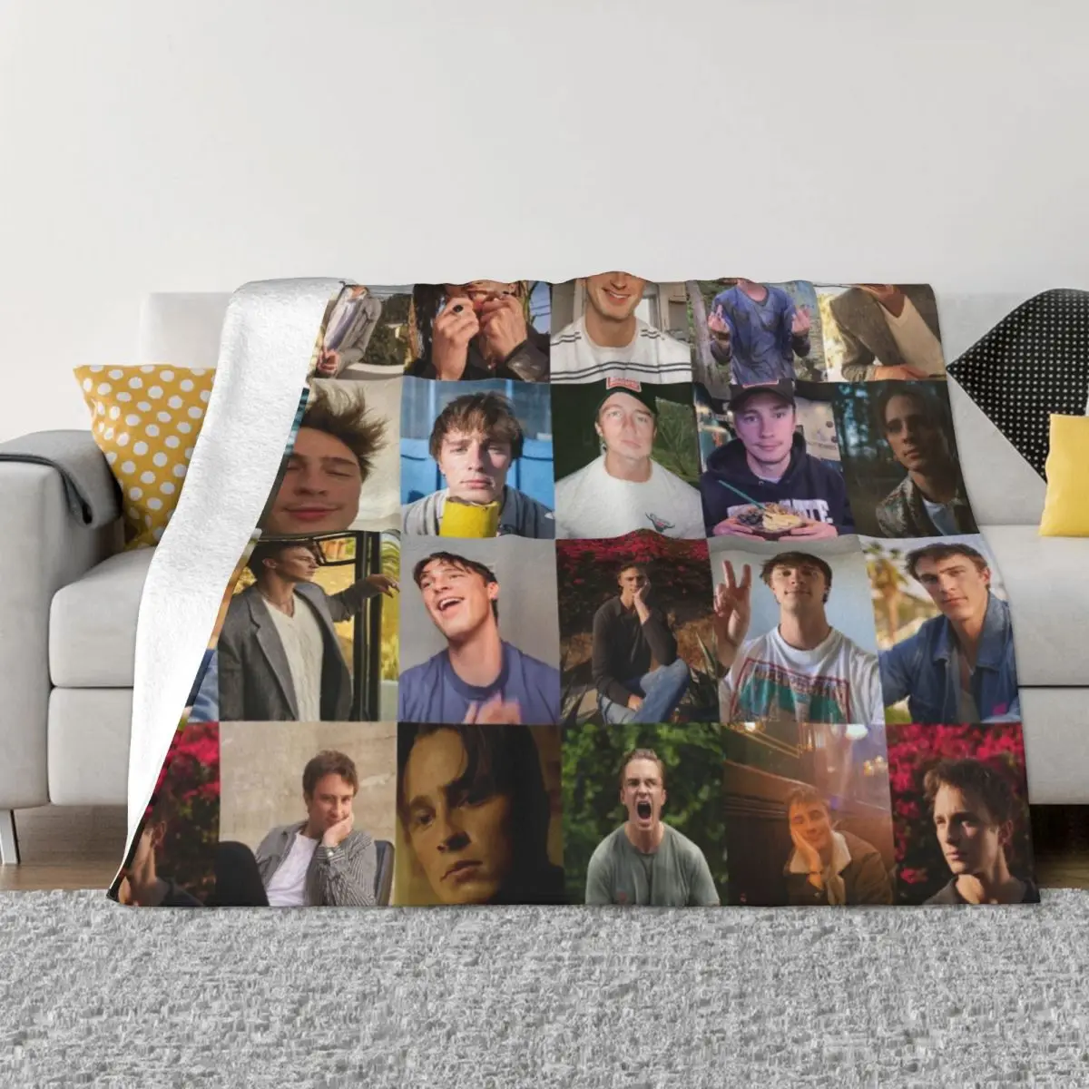 Drew Starkey Photo Collage Blankets Fleece Winter Multifunction Warm Throw Blankets for Sofa Couch Rug Piece