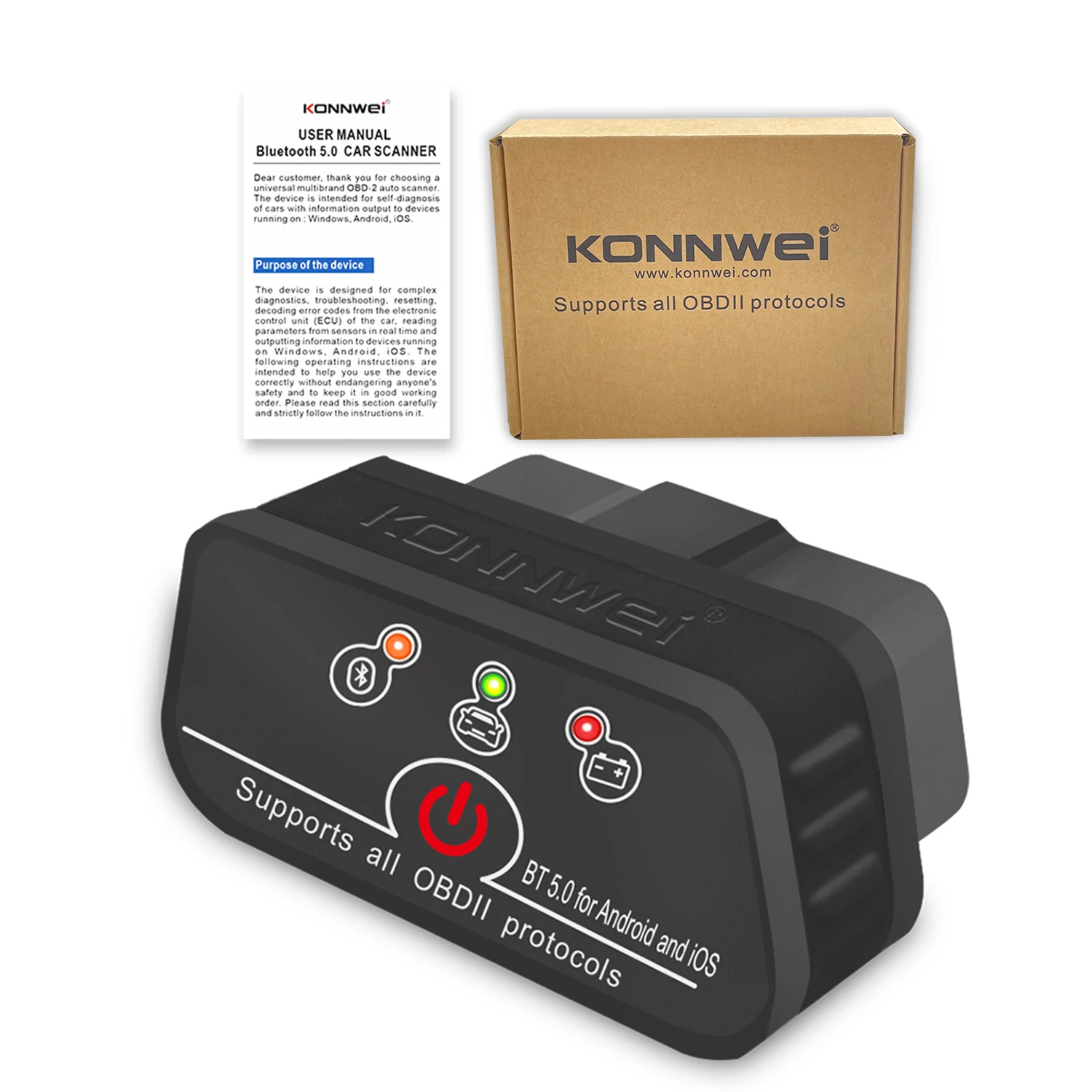 EML327 ICar2 OBD2 Bluetooth 5.0 met V1.5 OBDII voor Android/iOS, OBD2-autoscanner, ELM 327 V1.5, autodiagnoseapparatuur voor OBD 2.