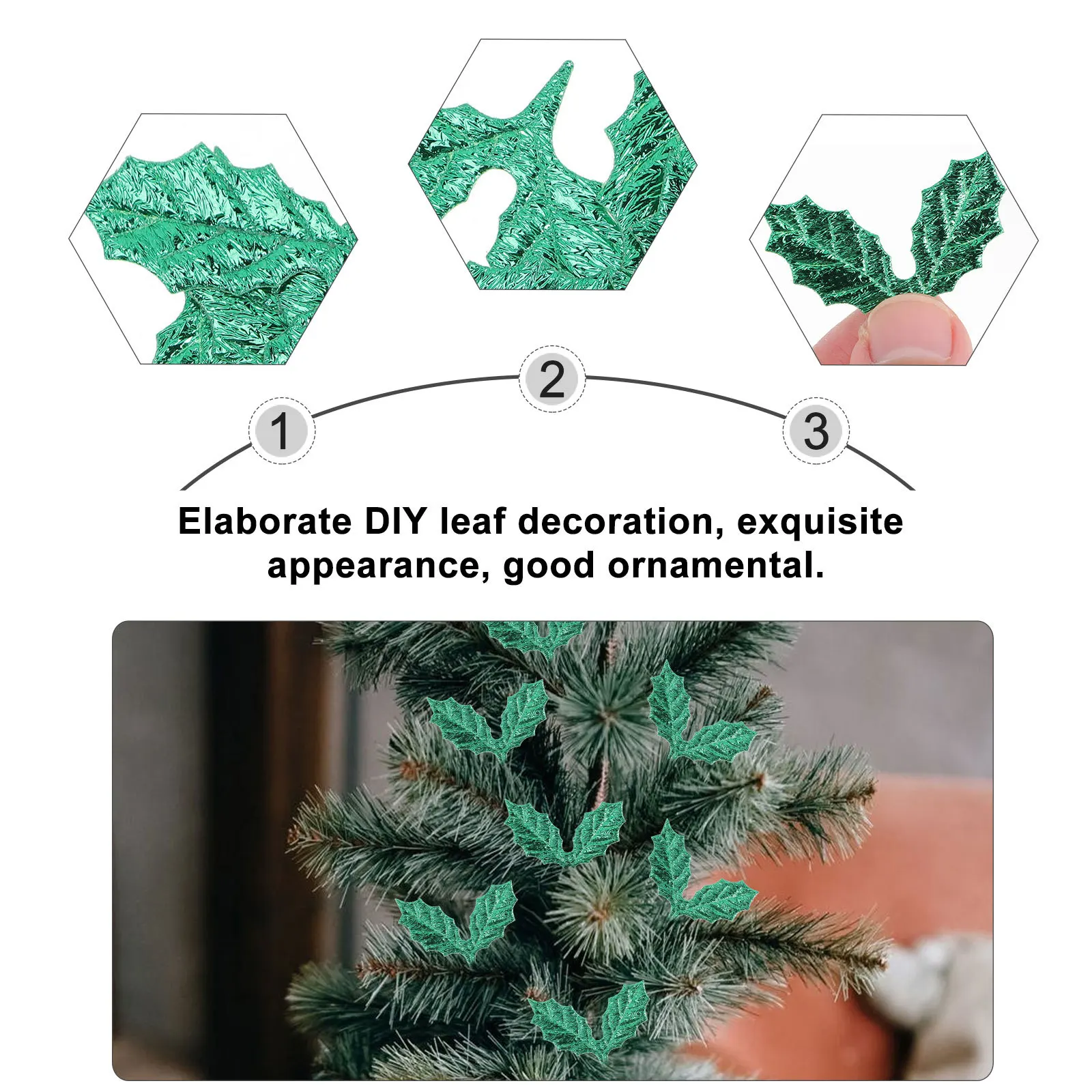 

100pcs Christmas Leaves Decoration Fabric Diy Leaf Ornament For Holiday Party Home Decor Simulation Greenery Craft Supplies