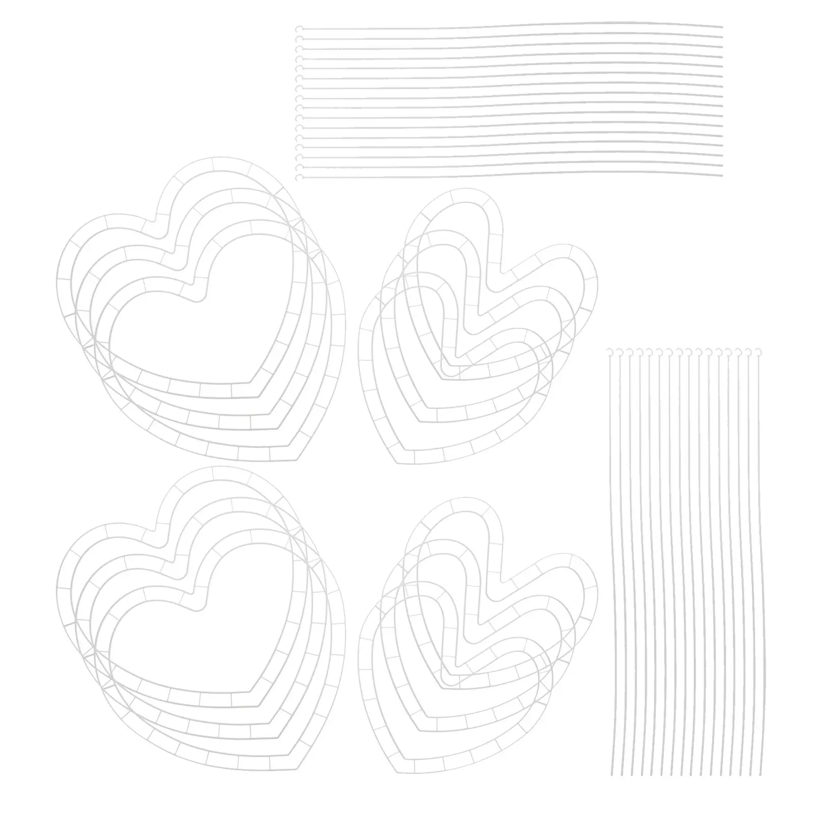 

6Sets Heart Shape Plastic Wreath Frame Floral Bouquet Making Form Wedding Flower Wreath Decorations Holiday Party DIY Crafts