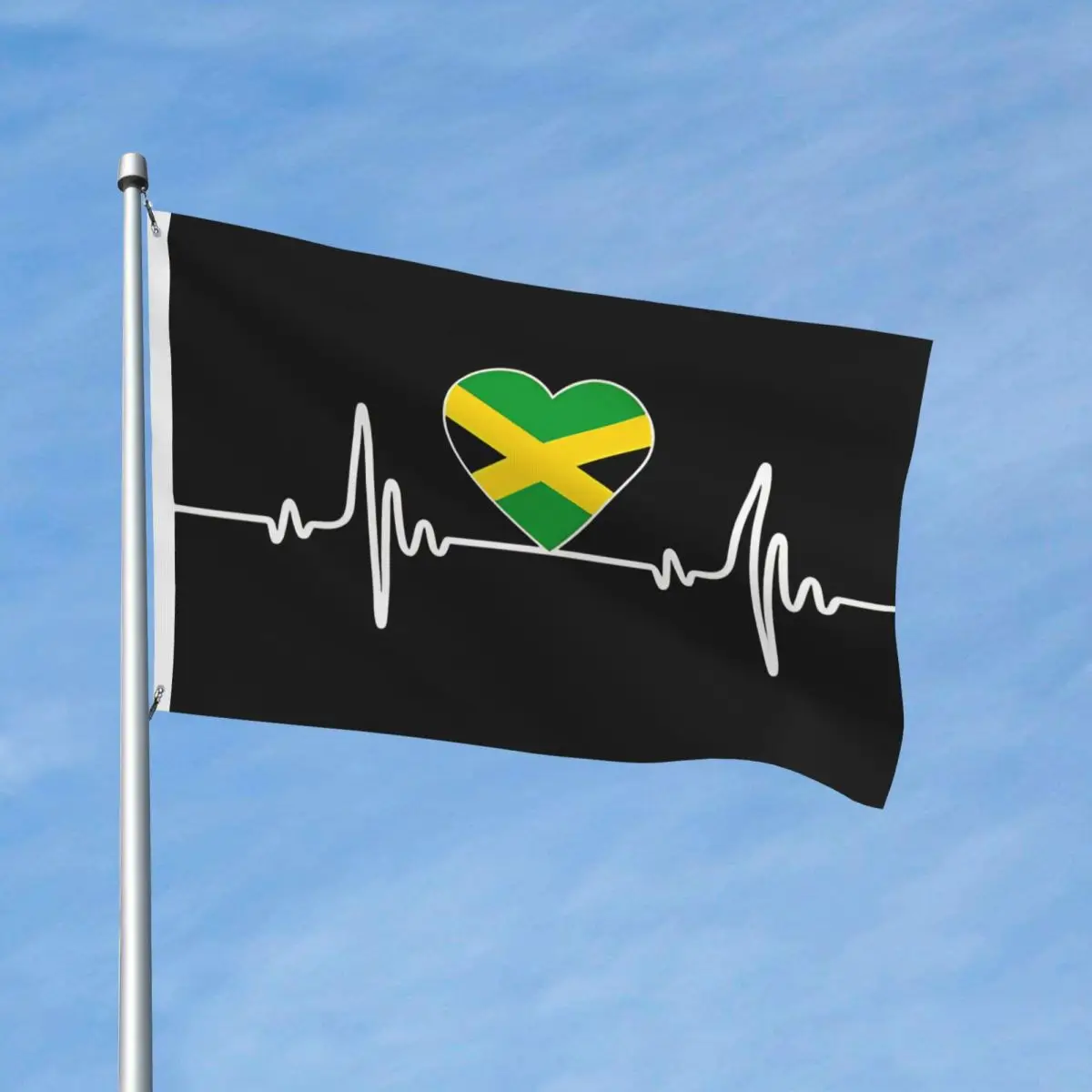 Jamaican Flag Heartbeat I Love Jamaica Flag Hanging Banner For Home Decoration 90X150cm High Quality Flags
