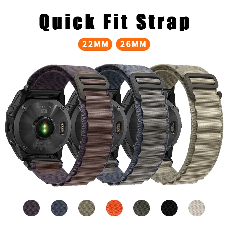 22mm 26mm QuickFit Sport Nylon Strap For Garmin Fenix 7X 7 6X Pro 5Plus 5XPlus/Epix Pro Gen 2 51mm 47mm Bracelet Watchband