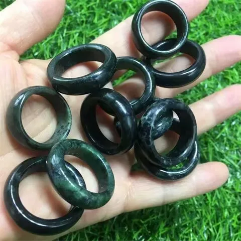 Natural Green Jade Ring Men Women Healing Gemstone Fine Jewelry Genuine Tibetan Medicine King Stone Jade Magnet Rings Anillos