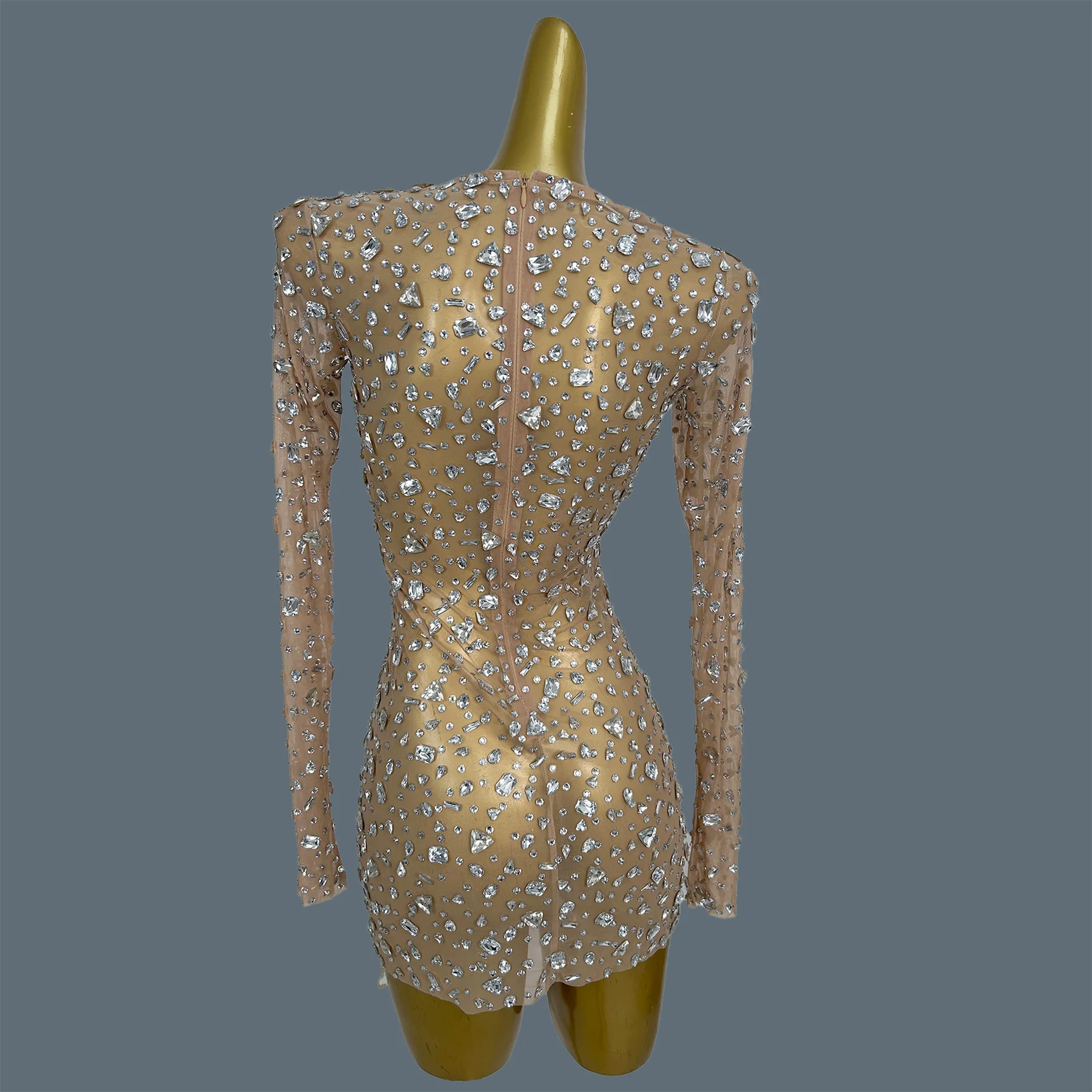 

Sparkly Crystals Elegant Party Short Dress Celebrity Evening Party Prom Dress Nightclub Stage Outfit Luxury Birthday Dress Rouhe
