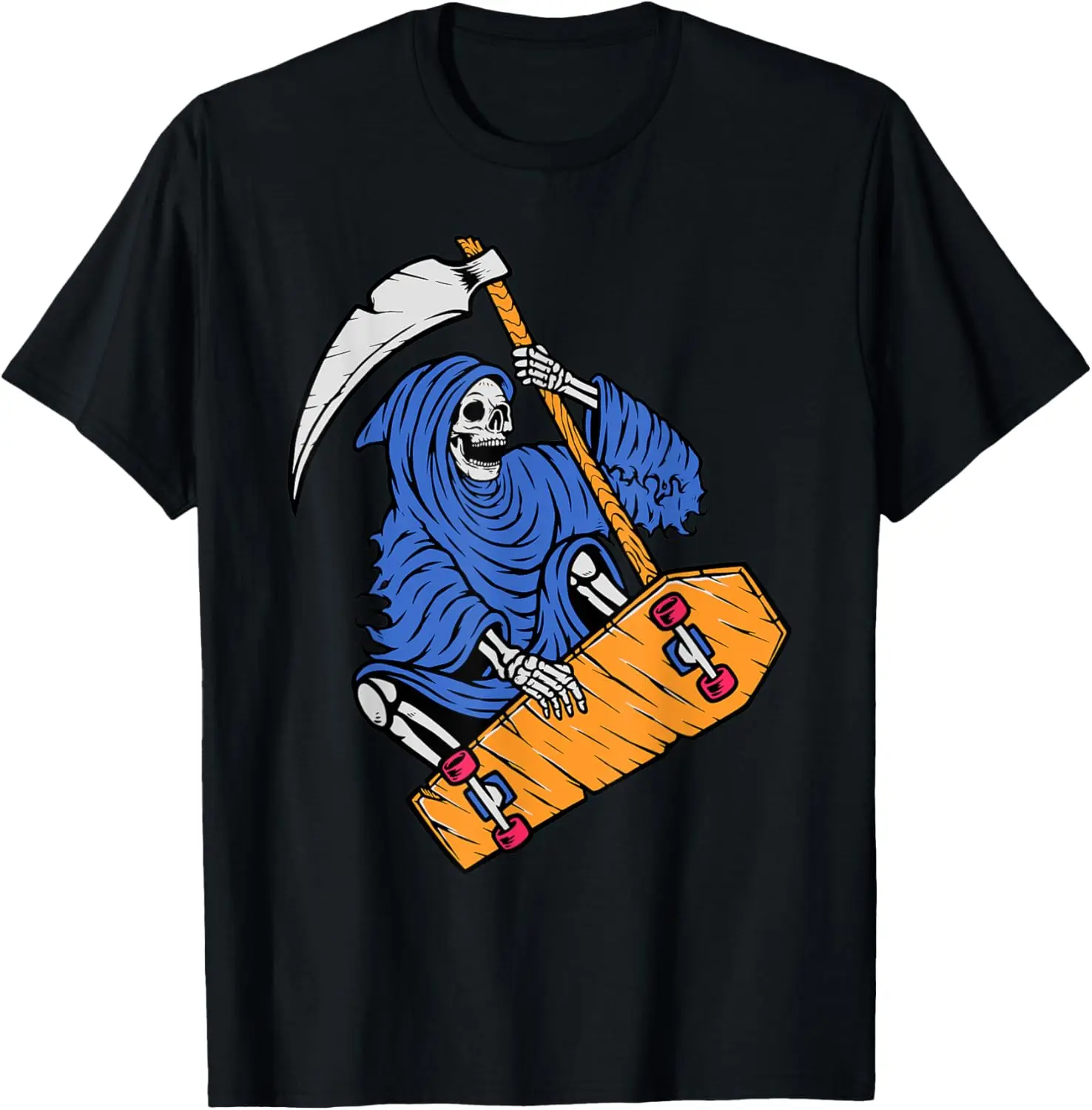 Halloween Skateboard Boys Skateboarding Kids Men Skeleton T-Shirt