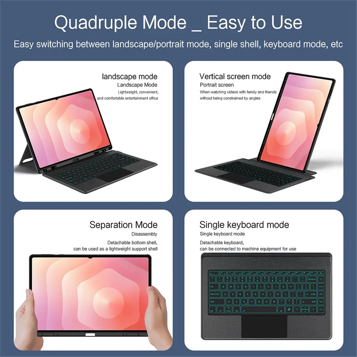 [VALUE PACK]TouchPad Keyboard Case for Galaxy Tab S11 /S11 Ultra SM-X730 X736B 2025 Tablet Cover with Pencil Holder 14.6''