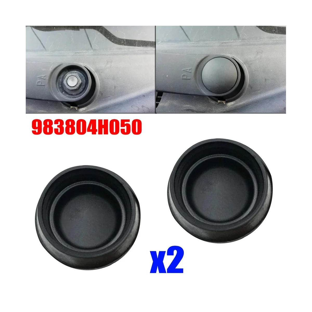 2X Front Windshield Wiper Arm Nut Cover Cap Bolt Blade Arm Nut Cap for Hyundai 983804H050