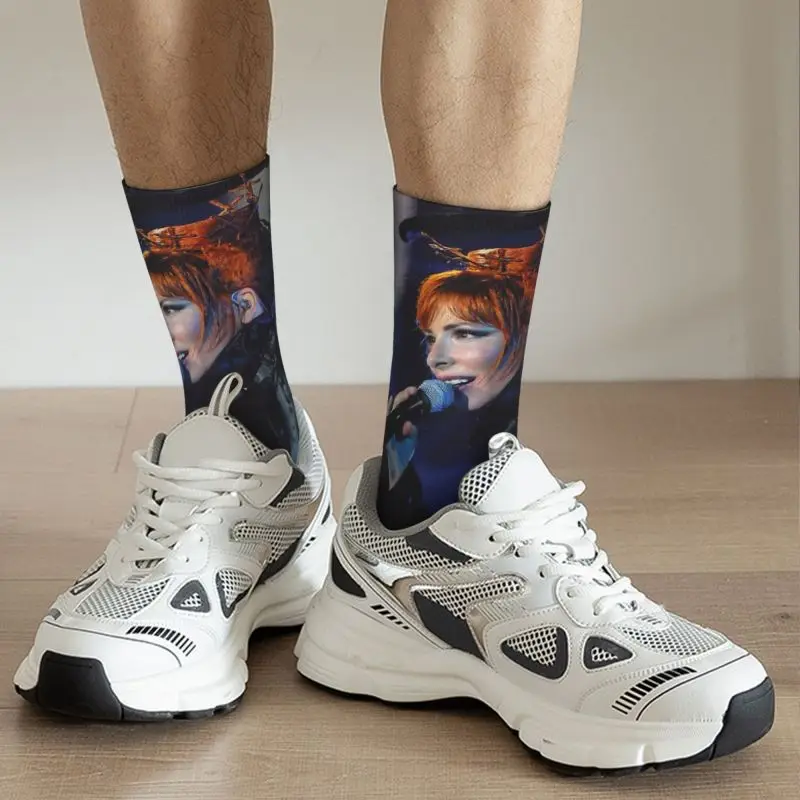 Beautiful Mylene Farmer Men's Crew Socks Unisex Cute 3D Print French Singer Dress Socks