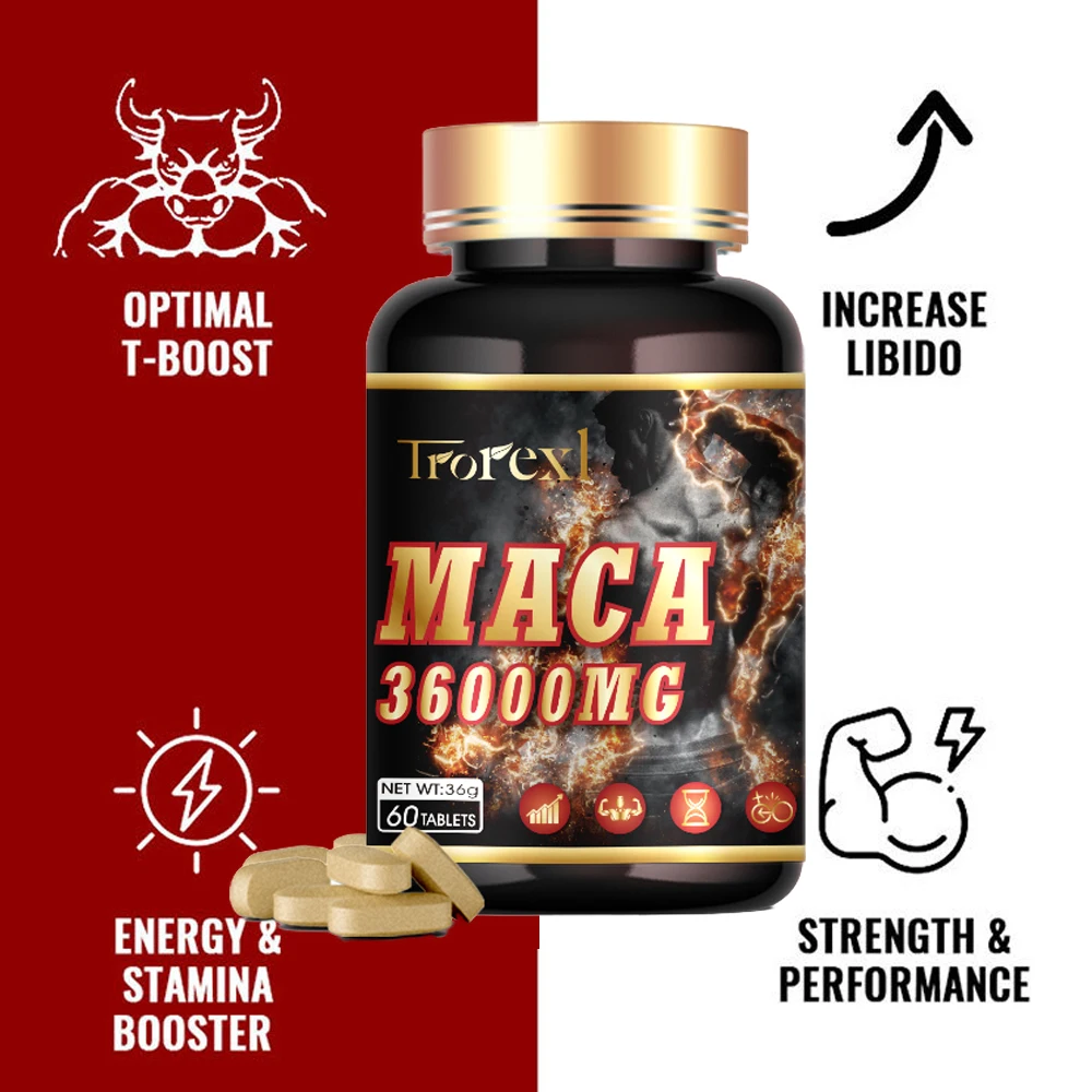 Natural Maca Tablets - Stamina, Energy Support Ginseng Supplement - for Men and Women