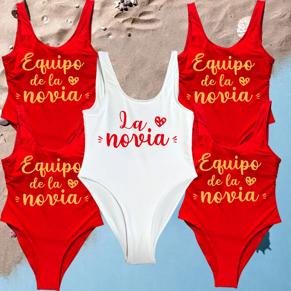 Trajes de baño De La Novia, trajes de baño latinos de una pieza para mujer, equipo español de Boda Espanol, novia EVJF, despedida de soltera, traje de baño para fiesta