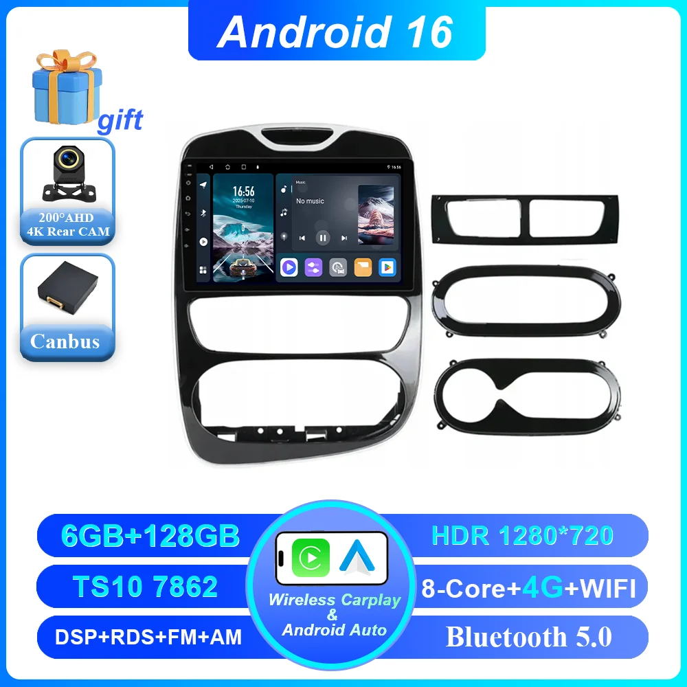 Android 16 Carplay Auto Voor Renault Clio 3 4 2012 2013 2015-2018 Auto Multimedia Speler Video Radio Stereo GPS navigatie 4G BT