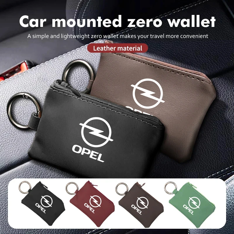 Car Leather Key Wallet Card Bag Emblem keychain Pouch For Opel Astra GTC Insignia Antara Meriva Zafira Vectra Mokka Grandland