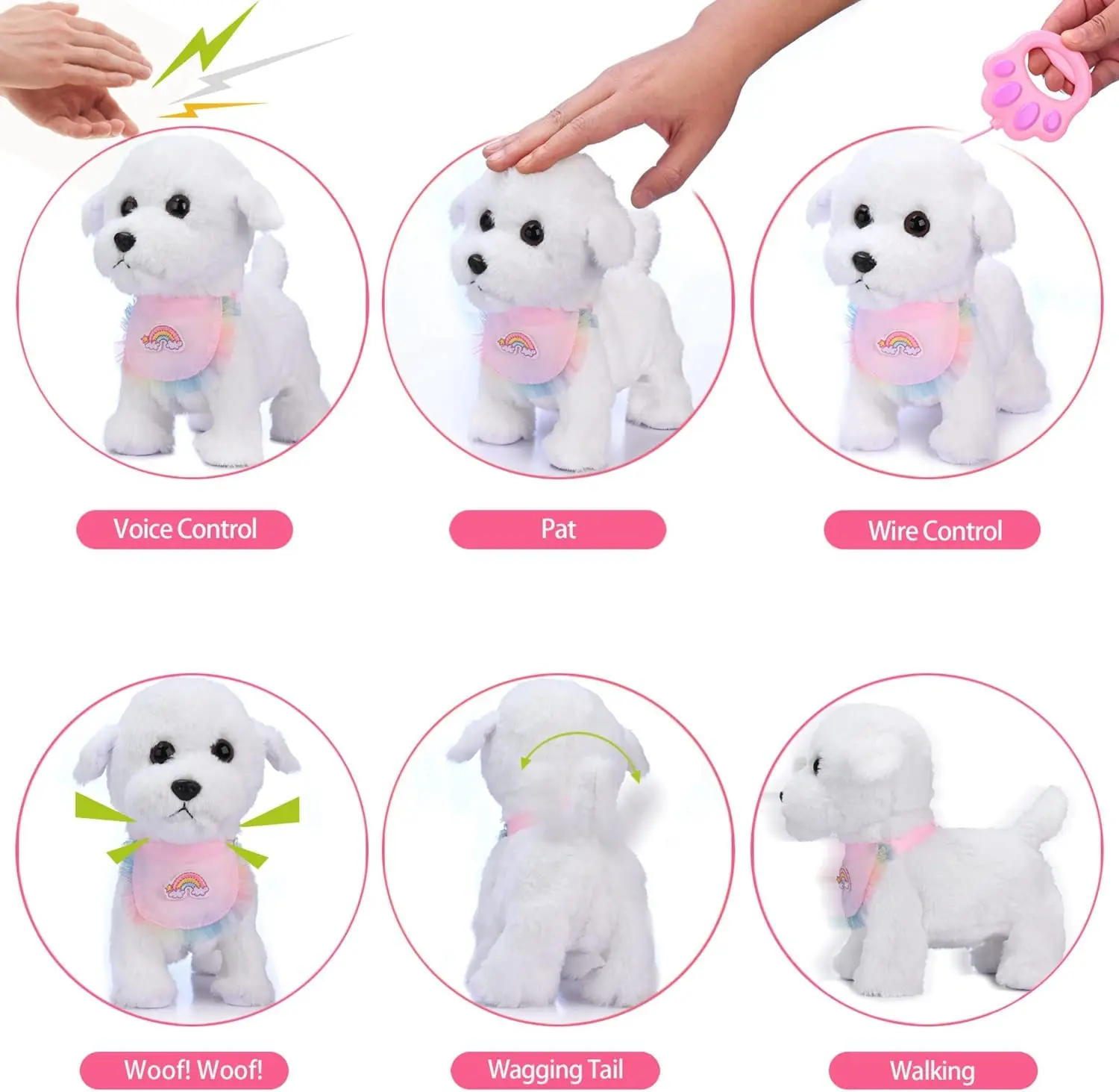2026 filhote de cachorro de pelúcia brinquedo interativo eletrônico para criança shake cauda fingir vestir-se cão de pelúcia andando latido brinquedo cão com trela