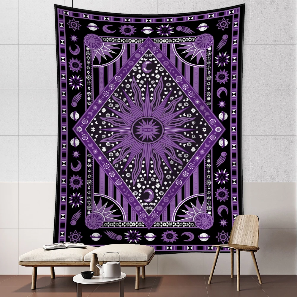 Purple Sun Planet Tarot Tapestry Wall Hanging Bohemian Abstract Psychedelic Witchcraft Dormitory Living Room Home Decor