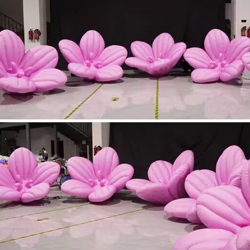 زهور قابلة للنفخ مع منفاخات، نماذج هوائية نباتية، دعامات تزيين عشب مربعة لمركز التسوق في الهواء الطلق