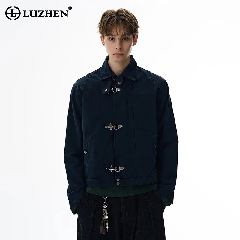 

LUZHEN Personalized Metal Buckle Buttoned Decorate Solid Color Casual Coat Men's 2025 New Original Handsome Male Clothes JY4814